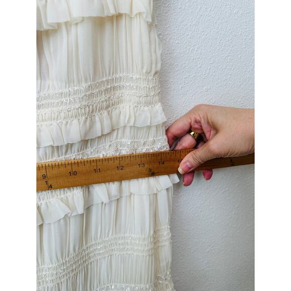 NWT House of CB Solana Ivory Sequin Pleated Tiered Maxi Dress Women’s S - Picture 14 of 15